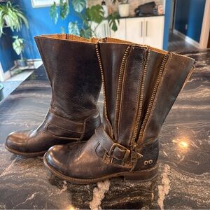 Bed Stu Brown Ankle Boots with Zipper Detail